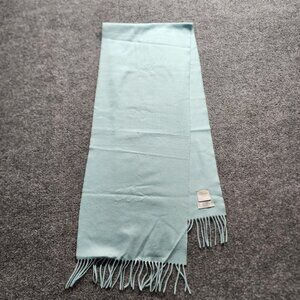 Garnet Hill 100% Cashmere Wrap Scarf Light Blue Fringe Luxury 57" x 12"